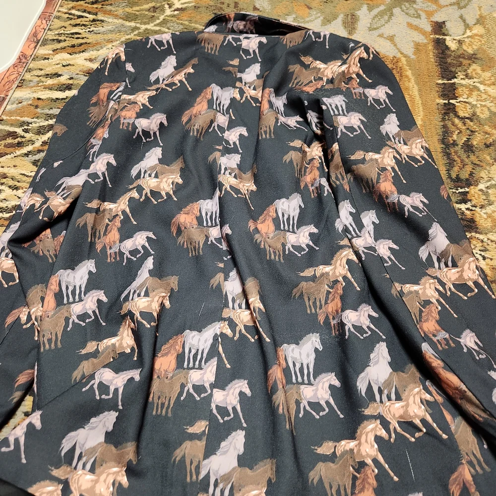 Rock & Roll Cowgirl Horse Print Blazer - Black and Brown - Picture 1 of 8
